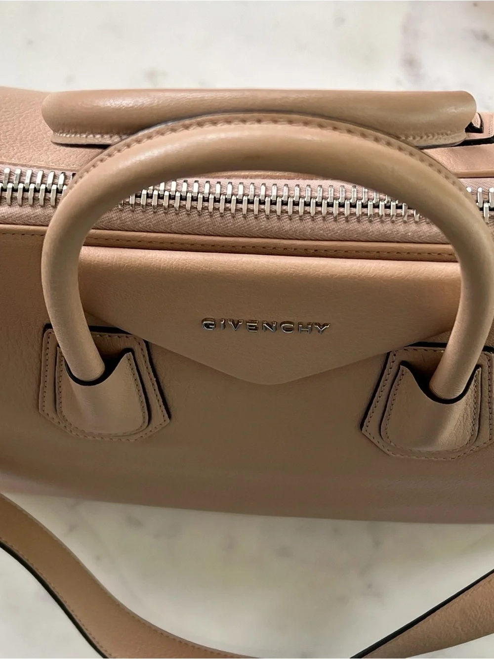 Authentic Givenchy Tan Leather Satchel -Like New